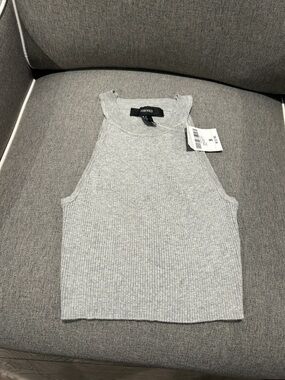 Forever 21 Light Gray Ribbed High-Neck Cropped Tank